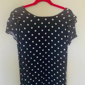 Navy Blue Dress w/ White Polka Dots